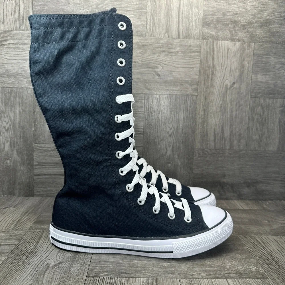 Converse XX-Hi Sneakers Kids 3 Black Canvas Knee High Punk NEW